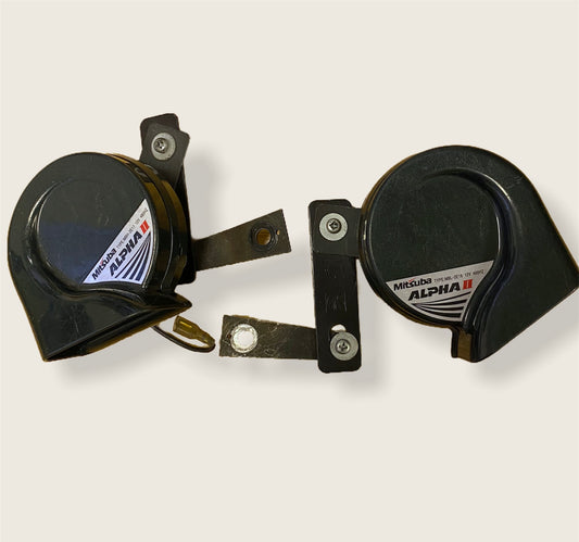 Pair of Universal Mitsuba Alpha II Dual Twin Horn Horns MBH-2E17 480hz JDM 110DB
