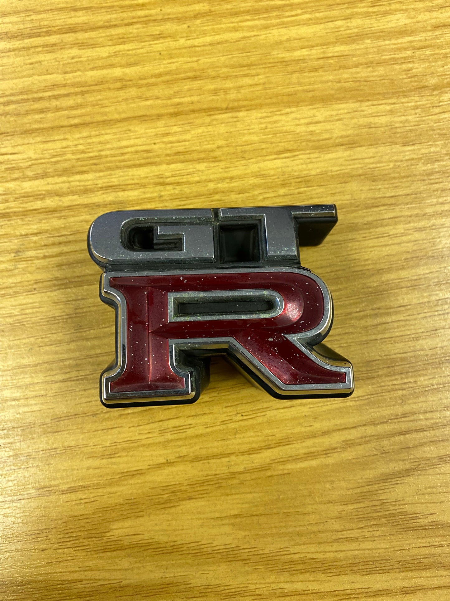 OEM Nissan Skyline GTR R34 BNR34 Front Bumper Emblem Badge Chrome Red