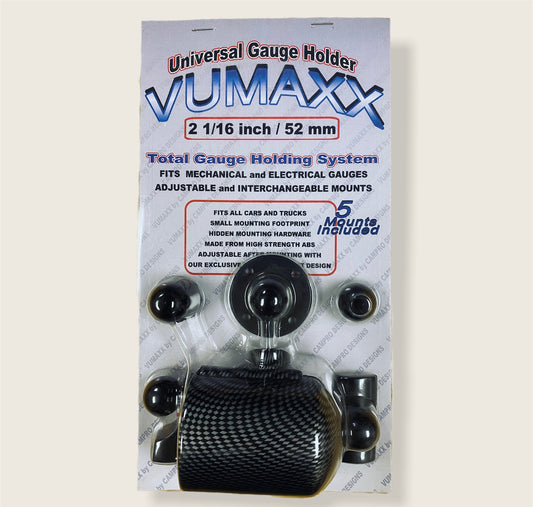 2 1/16 Inch 52MM Universal Carbon Fibre Design Gauge Holder + 5 Mounts
