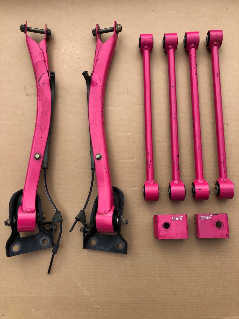 Subaru Impreza WRX STI Ver 7 8 9 Pink Control Lateral Trailing Arms Set UK JDM